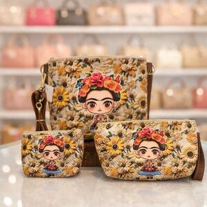 Handmade Jute 3-Piece Bag Set – crossbody bag , Makeup Bag, and Coin Purse